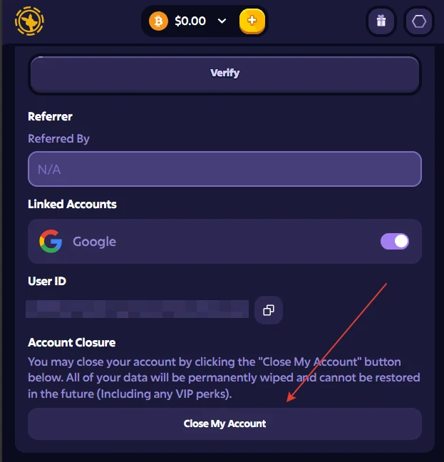 Roobet Close My Account