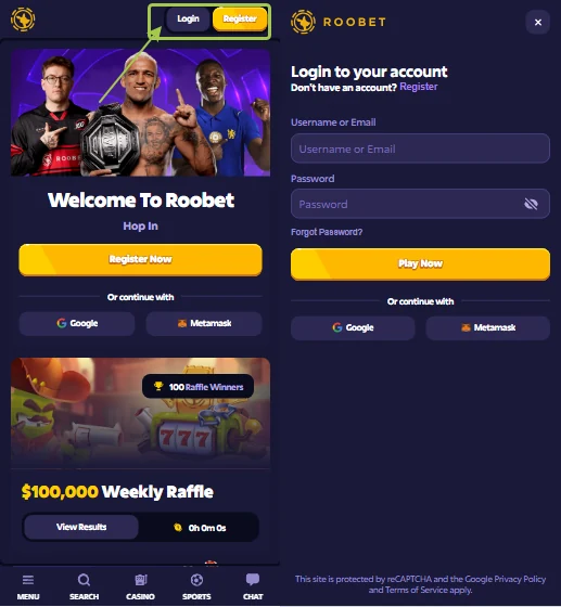 Roobet Mobile Login
